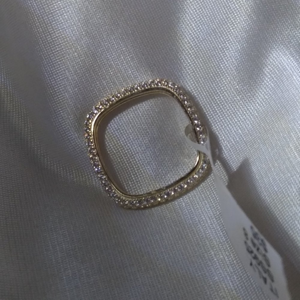 NWT Womens Yellow Gold Plated 925 Pave Cz Square Eternity Band Ring Italy